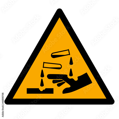 Vector graphic of ISO 7010 sign warning for corrosive substance