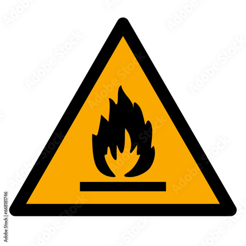Vector graphic of ISO 7010 sign warning for flammable material