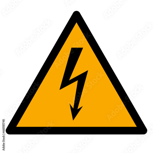 Vector graphic of ISO 7010 sign warning for electricity hazard due to high voltage