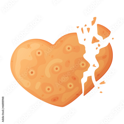 Crunchy Cracker Cookie as Dry Baked Flour Biscuit with Crumbs Vector Illustration