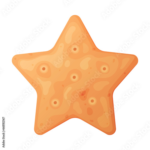 Crunchy Star Cracker Cookie as Dry Baked Flour Biscuit Vector Illustration