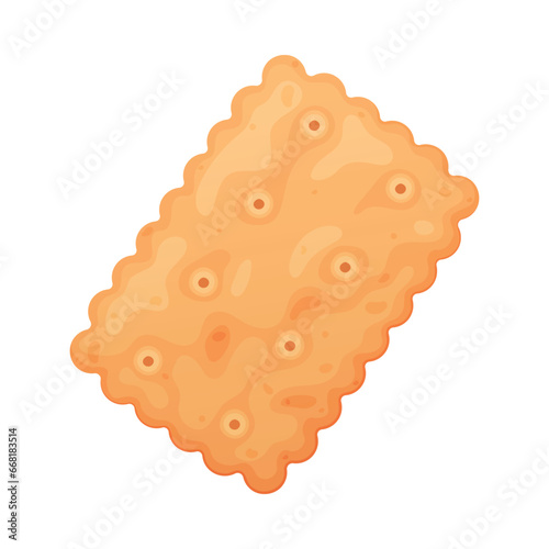 Crunchy Cracker Cookie as Dry Baked Flour Biscuit Vector Illustration