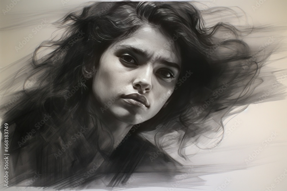 Monochromatic Charcoal Sketch. Monochromatic Charcoal Sketch.