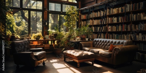 A library that is designed to be both cozy and inviting. AI Generative