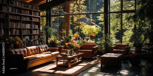 A library that is designed to be both cozy and inviting. AI Generative