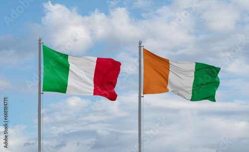 Ivory Coastand Italy flags, country relationship concept photo