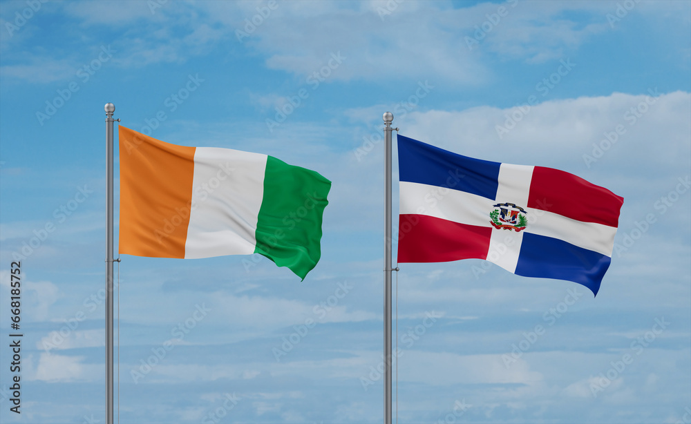 Belgium and Ivory Coast flags, country relationship concept
