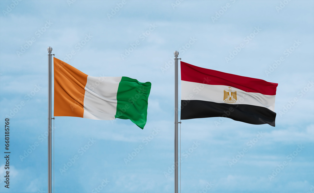 Egypt and Ivory Coast flags, country relationship concept Egypt and Ivory Coast flags, country relationship concept