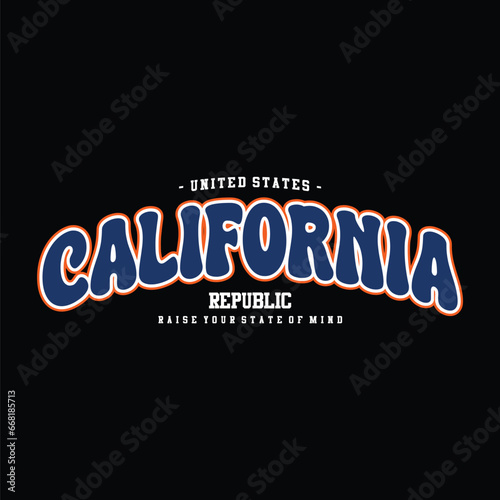 vector california text for t shirt or poster design
