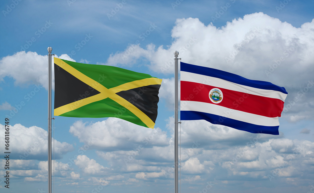 Costa Rico and Jamaica flags, country relationship concept Costa Rico and Jamaica flags, country relationship concept