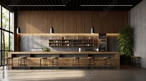 Cafe shop  Interior design Modern and Loft style.