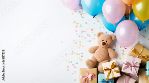 birthday party balloons with teddy bear