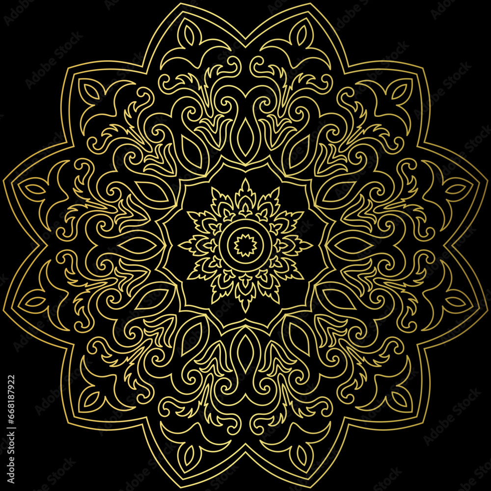Golden mandala.Mandala de lujo .color dorado