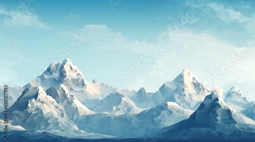 A pixelated digital illusion of a serene pixelated mountain range with pixelated snow-capped peaks. © Oleksandr