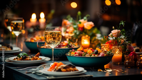 Glamorous New Year s Eve Celebration Table Decor with Sparkling Elegance. Generative AI.