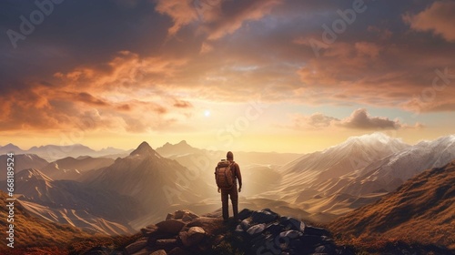 A hiker enjoying the natural scenery © Ahtesham