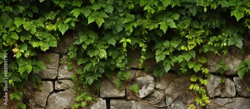 A vine covered stone wall