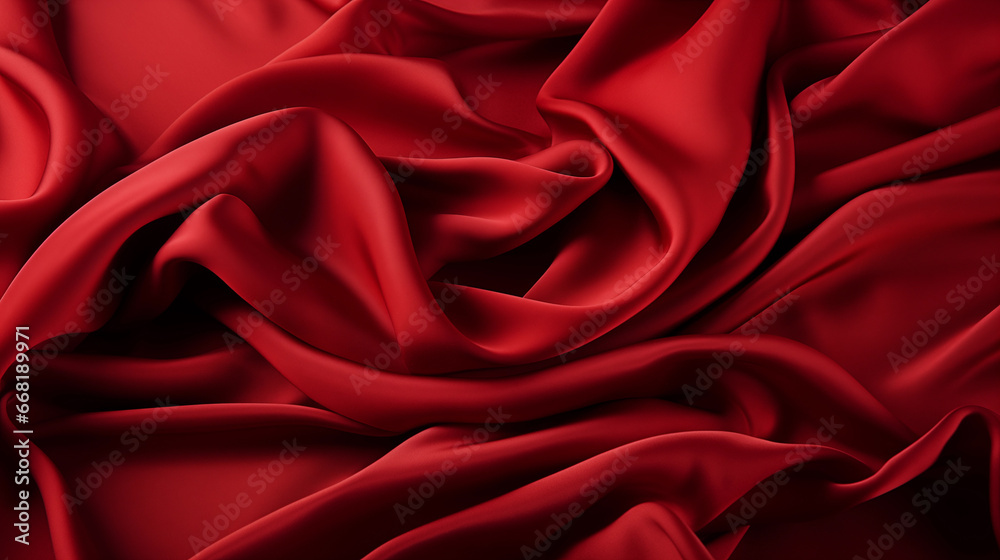Fototapeta premium Abstract wallpaper with red silk fabric. Illustration, background.