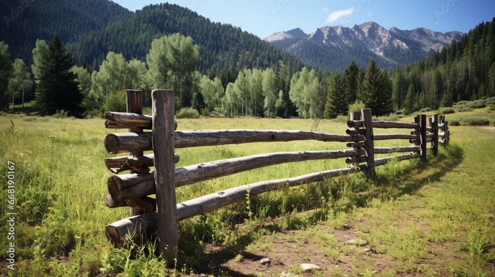 Wooden fence corral for livestock