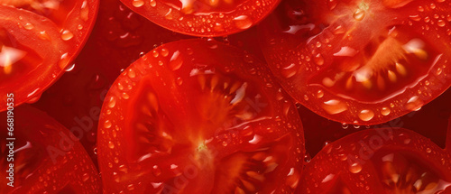 A striking macro capture of a sliced tomato's. © smth.design