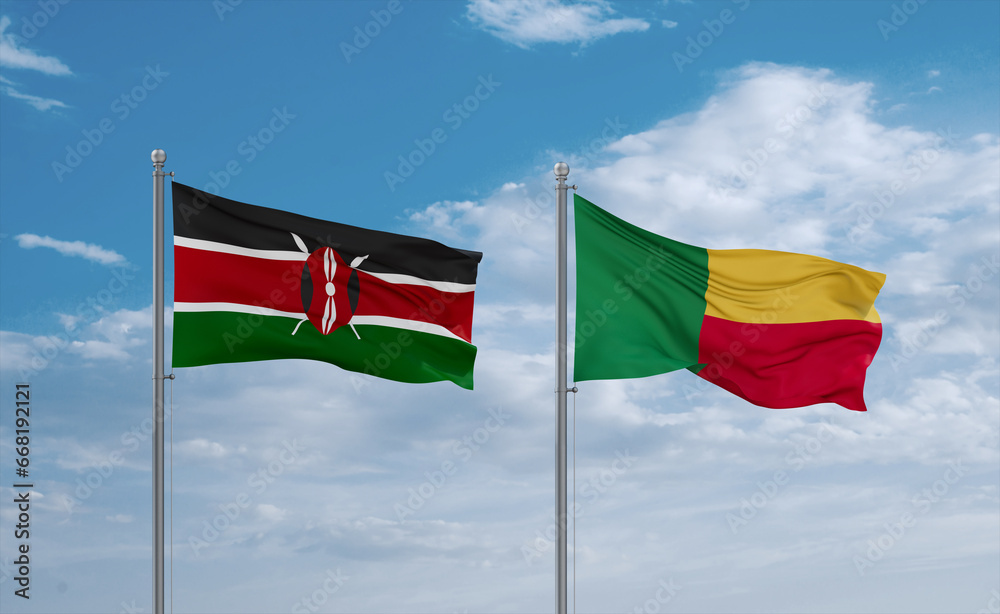 Benin and Kenya flags, country relationship concept Benin and Kenya flags, country relationship concept