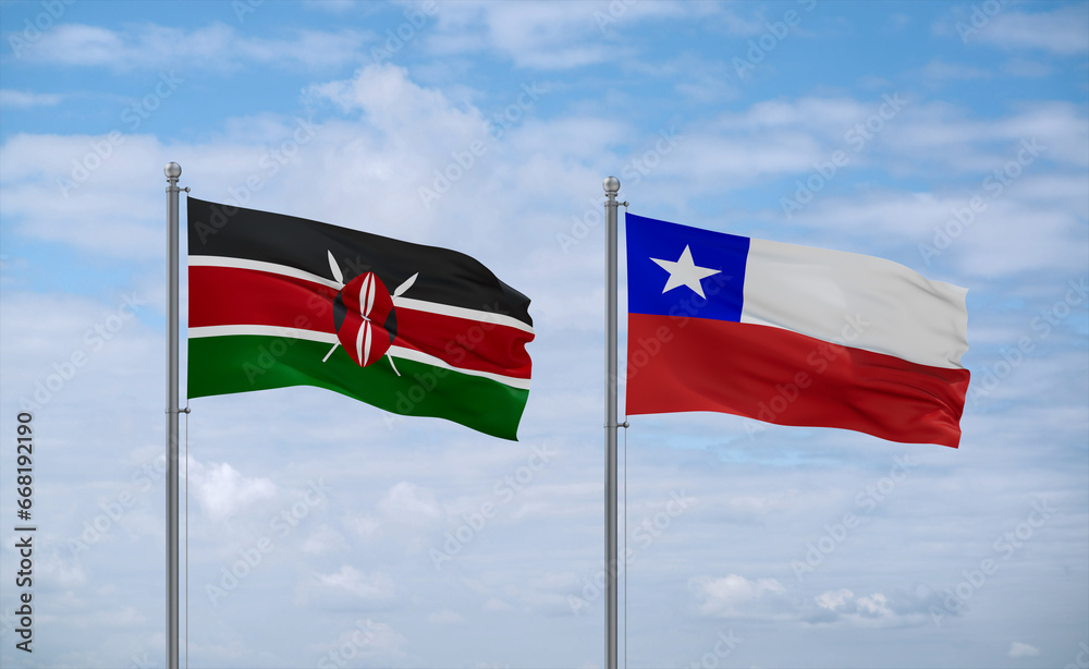 Chile and Kenya flags, country relationship concept Chile and Kenya flags, country relationship concept