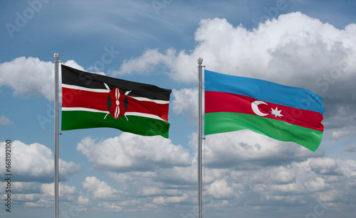 Azerbaijan and Kenya flags, country relationship concept