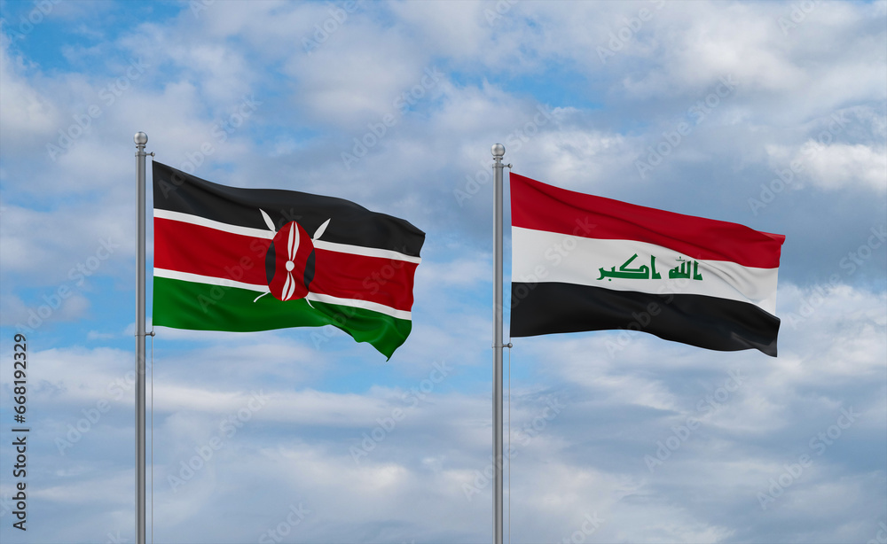 Iraq and Kenya flags, country relationship concept Iraq and Kenya flags, country relationship concept