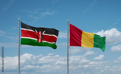 Guinea and Kenya flags, country relationship concept