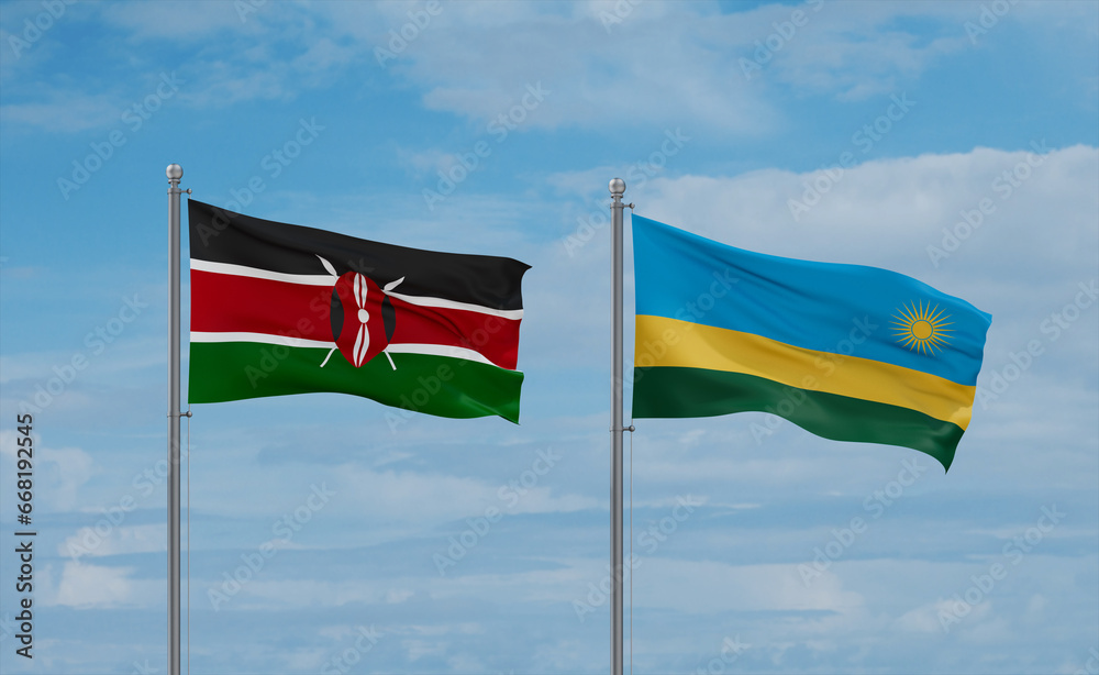 Rwanda and Kenya flags, country relationship concept Rwanda and Kenya flags, country relationship concept
