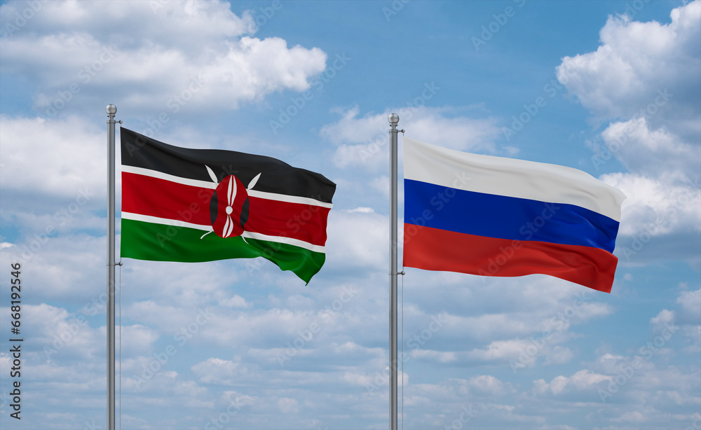 Russia and Kenya flags, country relationship concept Russia and Kenya flags, country relationship concept