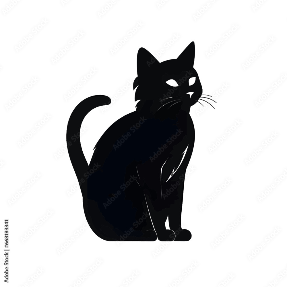 Black silhouette of a cat on white background. Black silhouette of a cat on white background.