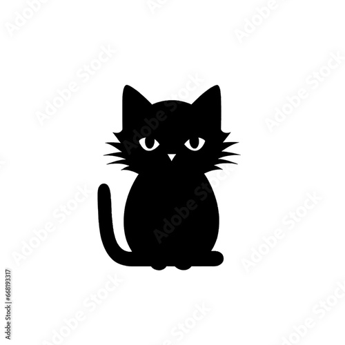 Fototapeta Naklejka Na Ścianę i Meble -  Black silhouette of a cat on white background.