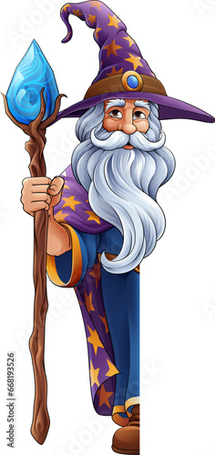Wizard Merlin Cartoon Beard Magician Man Character