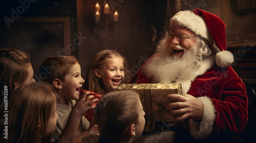 Santa Claus with Presents and Gifts for Children