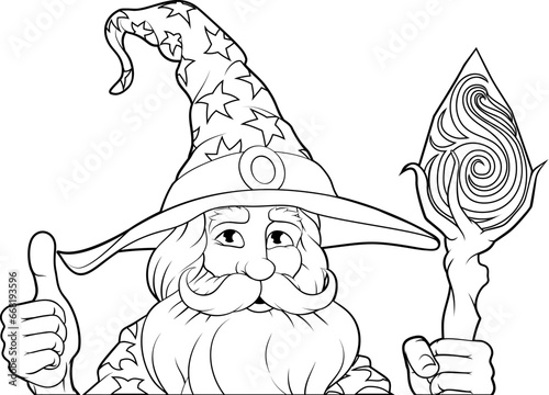 Wizard Merlin Cartoon Beard Magician Man Character