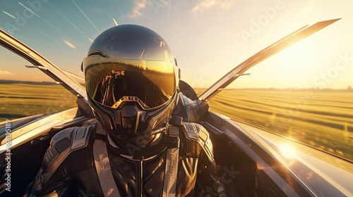 pilot in the cockpit of a fighter photo