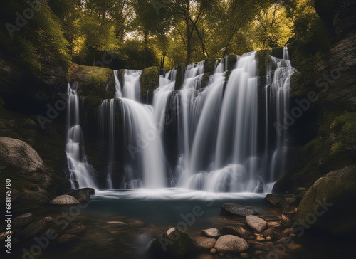 waterfall in autumn  - Created with Generative AI Technology