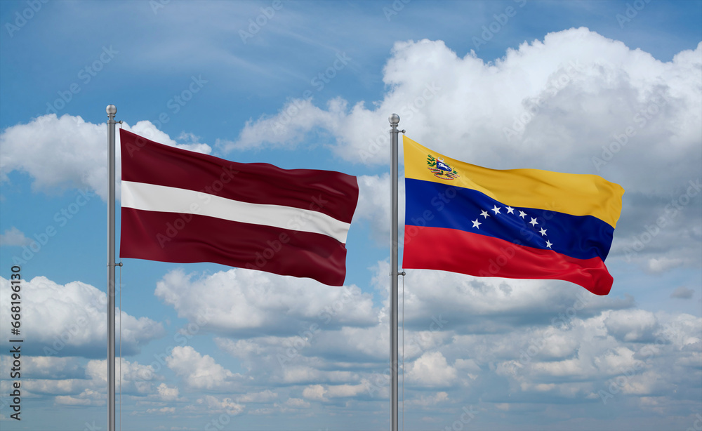 Venezuela and Latvia flags, country relationship concept Venezuela and Latvia flags, country relationship concept