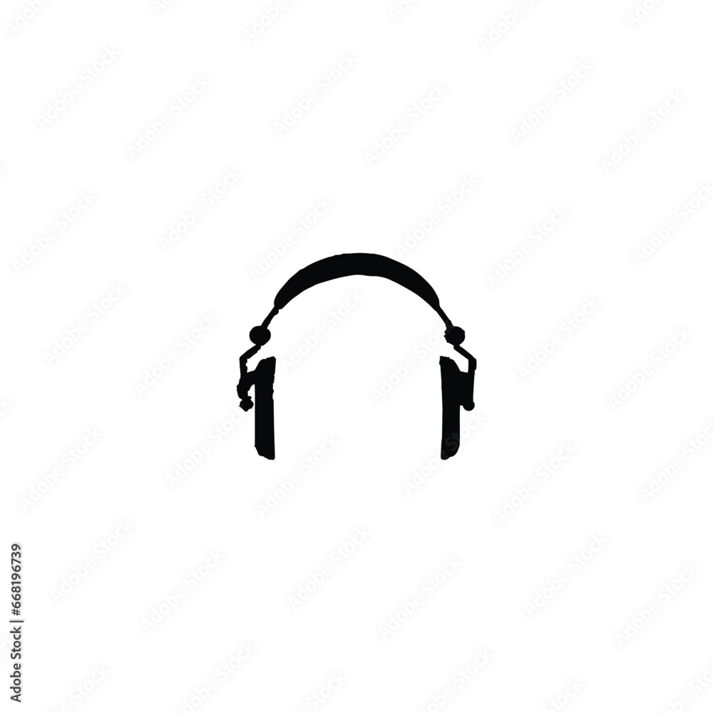 Headphone icon. Simple style music theme poster background symbol. Headphone brand logo design element. Headphone t-shirt printing. Vector for sticker. Headphone icon. Simple style music theme poster background symbol. Headphone brand logo design element. Headphone t-shirt printing. Vector for sticker.