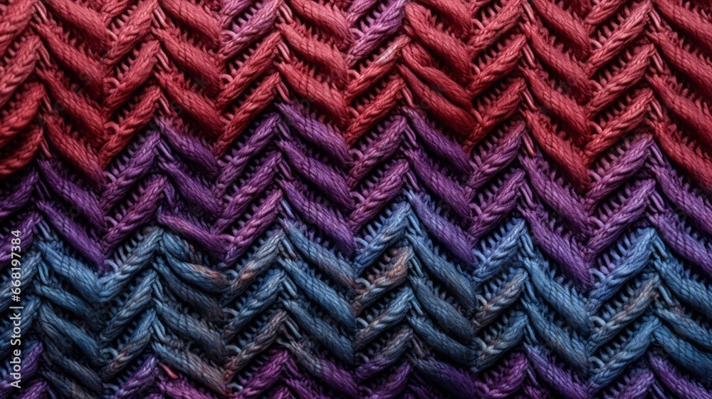 a macro close-up image of a knitted pattern texture, different colors and hues, filling the frame. Idea for a sweater or a scarf