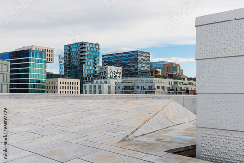 Moderne Architektur im Barcode District in Oslo, Norwegen
