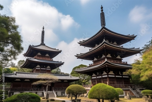 Pagodas buildings as sacred temples in Japan generative ai