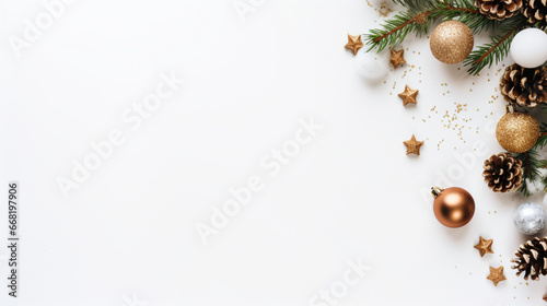 Beautiful Christmas background with white empty copy space for text or additional images photo
