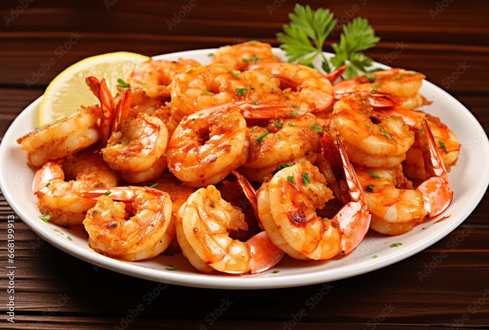 grilled prawns on a white plate. AI Generated Images grilled prawns on a white plate. AI Generated Images