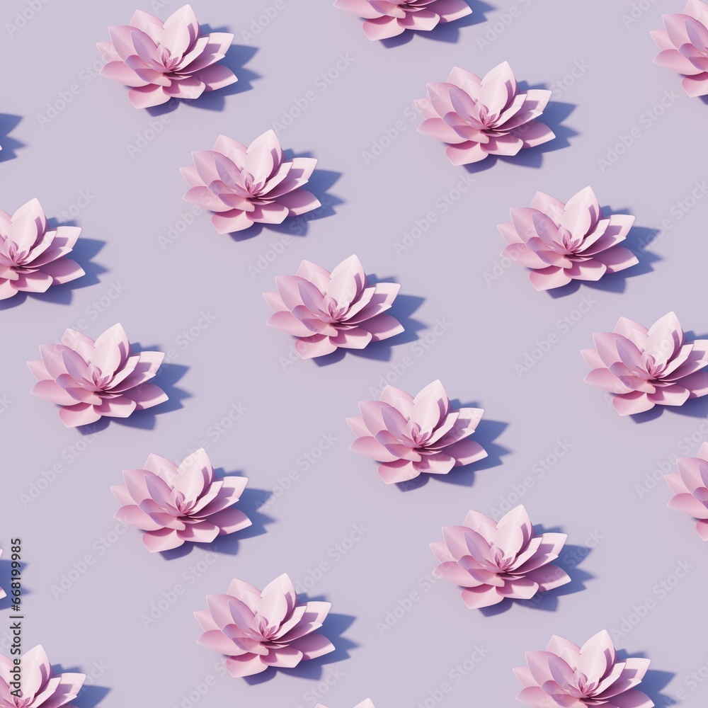 seamless background with pink flowers , 3d render