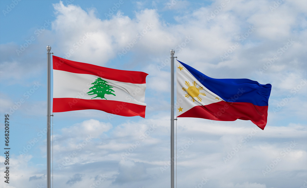 Philippines and Lebanon flags, country relationship concept Philippines and Lebanon flags, country relationship concept