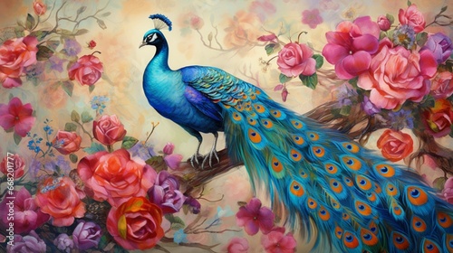  background with peacock on the wall