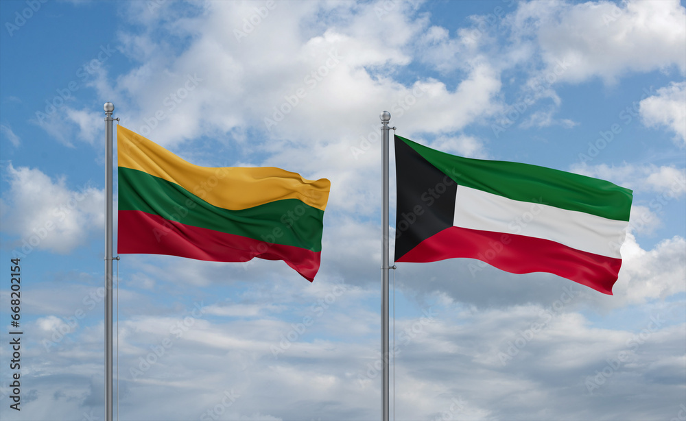 Kuwait and Lithuania flags, country relationship concept Kuwait and Lithuania flags, country relationship concept
