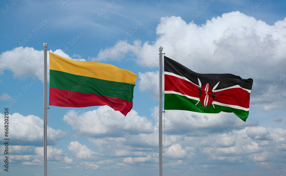 Kenya and Lithuania flags, country relationship concept Kenya and Lithuania flags, country relationship concept